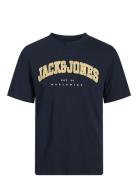 Jjecaleb Varsity Tee Ss O-Neck Sn Mni Tops T-shirts Short-sleeved Navy...