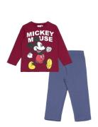 Pyjama Pyjamas Set Burgundy Mickey Mouse