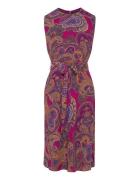 Lauren Ralph Lauren Paisley Belted Bubble Crepe Dress Rosa