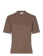 Filippa K Mock Neck Tee Brun