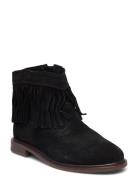 Fringed Leather Boots Känga Stövel Black Mango