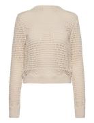 Mango Openwork Sweater With Perkins Collar Beige