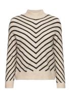 Mango Stripe-Print Sweater With Perkins Neck Kräm