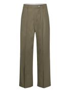 Mango Wideleg Pleated Trousers Grön