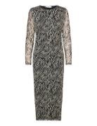 Animal-Print Midi-Dress Knälång Klänning Black Mango