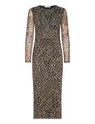 Mango Animal-Print Midi-Dress Brun