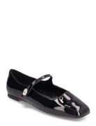 Jewelled Patent Leather-Effect Ballerinas Ballerinaskor Ballerinas Bla...