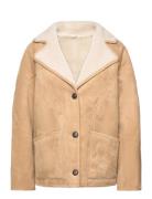 Mango Shearling-Lined Coat With Buttons Beige