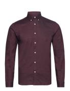 Yarn Dyed Oxford Superflex Shirt L/ Tops Shirts Casual Burgundy Lindbe...