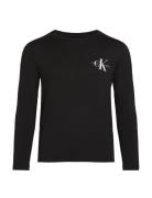 Calvin Klein Chest Monologo Ls T-Shirt Svart