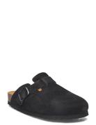 Sl Fae New Suede Black Platta Sandaler Black Scholl