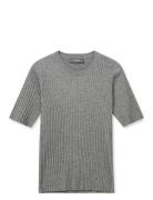 MOS MOSH Mmrelena Rib Ss Crew Neck Knit Grå