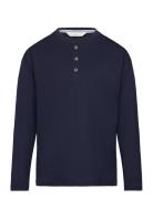 Mango Long Sleeve Cotton T-Shirt Marinblå