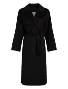 Calvin Klein Ls Df Wool Long Wrap Coat Svart