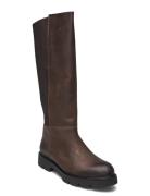 Biaothilia Knee High Elastic Boot Leather Höga Stövlar Brown Bianco