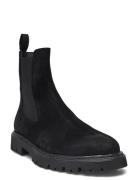 Tatum Suede Chelsea Boot Stövletter Chelsea Boot Black Les Deux