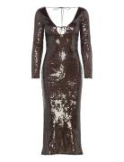 Verona Sequin Maxi Dress Maxiklänning Festklänning Brown Bardot