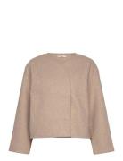 Round Neck Short Jacket Ulljacka Jacka Beige Gina Tricot