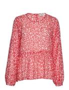 Lana Print Top Tops Blouses Long-sleeved Red Modström