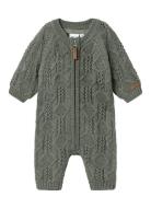 Nbmwrilla Wool Ls Knit Suit Långärmad Bodysuit Green Name It