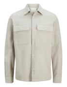 Jack & J S Jprraymond Melange Solid Ls Overshirt Sn Beige