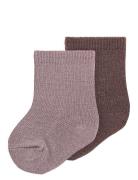 Nbfwakta Wo/Vi 2P Sock Sockor Strumpor Purple Name It