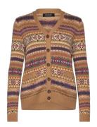 Lauren Ralph Lauren Fair Isle Cotton-Linen V-Neck Cardigan Brun