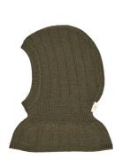 Copenhagen Colors Rib Knitted Balaclava In Merino Wool Grön