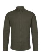 Lindbergh Mouliné Stretch Shirt L/S Khaki Green