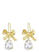 Bud To Rose Bow Crystal Earring Guld