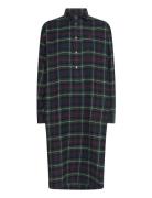 Plaid Cotton Shirtdress Knälång Klänning Navy Polo Ralph Lauren