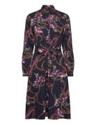 Print Crepe Shirtdress Kort Klänning Black Lauren Ralph Lauren