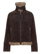 Ciara Suede Shearling Jacket Läderjacka Skinnjacka Brown Jofama