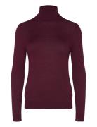 Silk-Blend Turtleneck Sweater Tops Knitwear Turtleneck Burgundy Lauren...