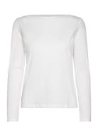 Mango Long-Sleeved Boat-Neck T-Shirt Vit