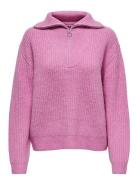 Onlbaker L/S Zip Pullover Knt Noos Tops Knitwear Jumpers Pink ONLY