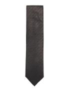 Lindbergh Black Structured Linen Blend Tie 7 Cm Grå