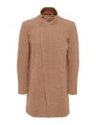 ONLY & SONS Onsjustin Highneck Wool Coat Otw Cs Beige