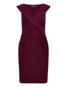 Jersey Off-The-Shoulder Cocktail Dress Kort Klänning Burgundy Lauren R...