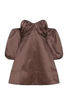 Val Off-Shoulder Mini Dress Kort Klänning Brown Malina