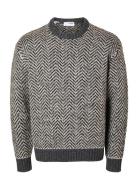 Selected Homme Slhharry Ls Knit Relaxed Crew Neck Grå