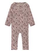 Nightsuit Ls Rib Pyjamas Sie Jumpsuit Pink Fixoni