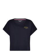 Tommy Hilfiger Ss T-Shirt Gold Embroidery Marinblå