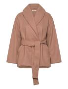 Gina Tricot Shawl Collar Short Coat Beige