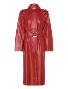 Over D Trenchcoat With Buckle Be Läderjacka Skinnjacka Red STINE GOYA