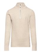 Jack & J S Jprblaliam Knit Half Zip Bf Jnr Beige