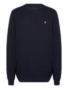 Lyle & Scott Grid Knit Crew Neck Jumper Marinblå