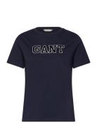 GANT Reg Velour Applique T-Shirt Marinblå