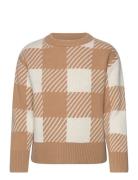 GANT Buffalo Checked C-Neck Beige