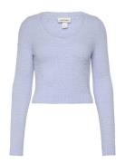 Monki Fluffy Knitted Boat Neck Sweater Blå